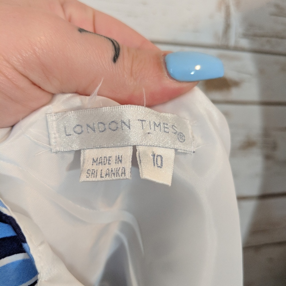 LONDON TIMES Blue Floral A-Line Fit & Flare Dress - Picture 5 of 8